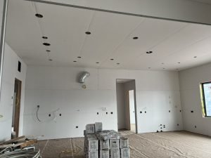 Drywall ceiling under construction